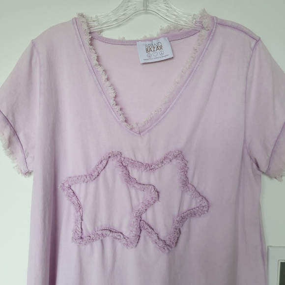 Purple Star Embellished Women's Short Sleeve Tee - Picture 2 of 5